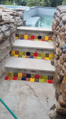 Unique stairs to natural stone pool (In progress)