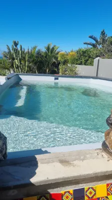 Another view of the custom natural stone pool
