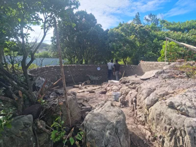 Custom pool under construction